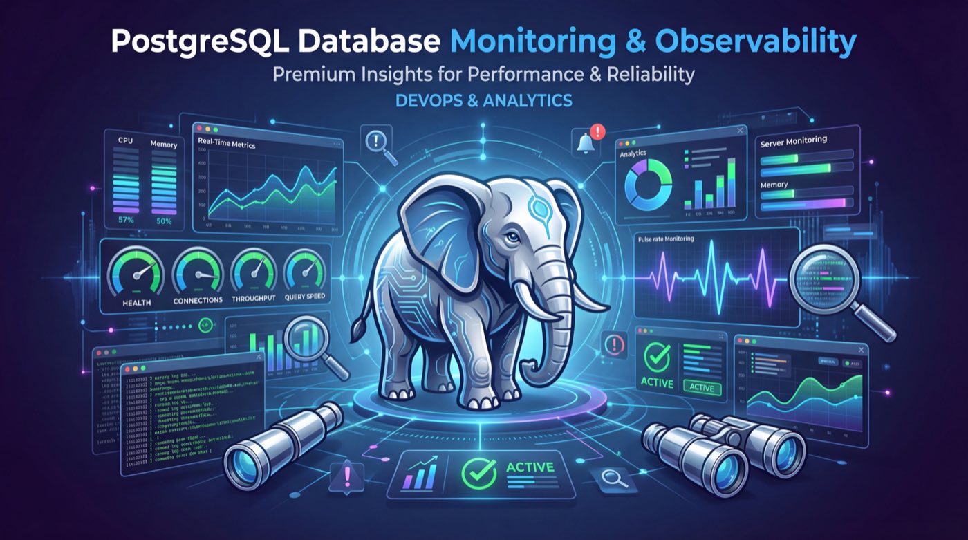 Illustration showing PostgreSQL monitoring and observability