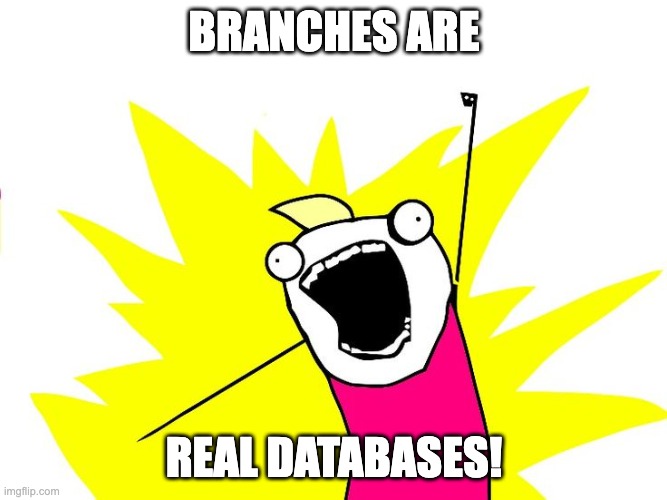 Branches are real databases (meme)