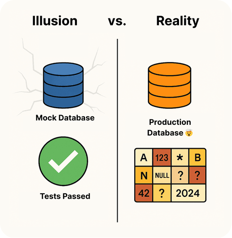 Mocks aren't evil, but production-like testing ensures a comprehensive set of edge cases being handled and surprises on go-live are reduced.