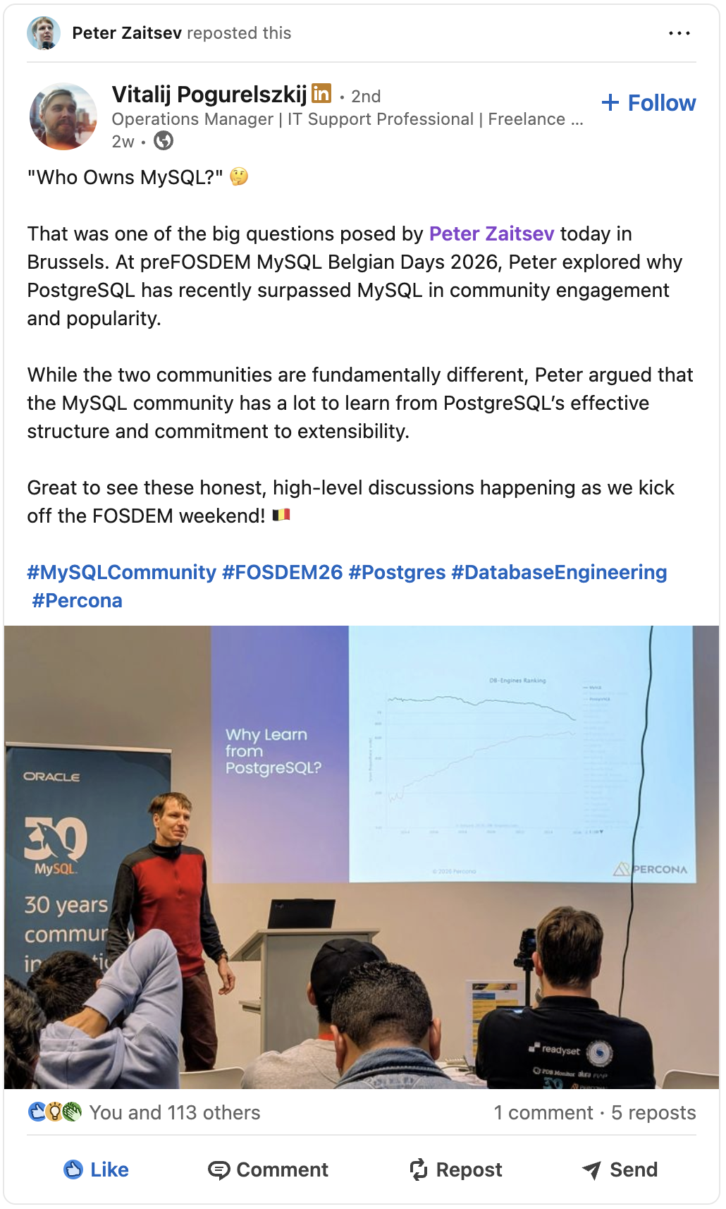 Peter Zaitsev answering who owns MySQL