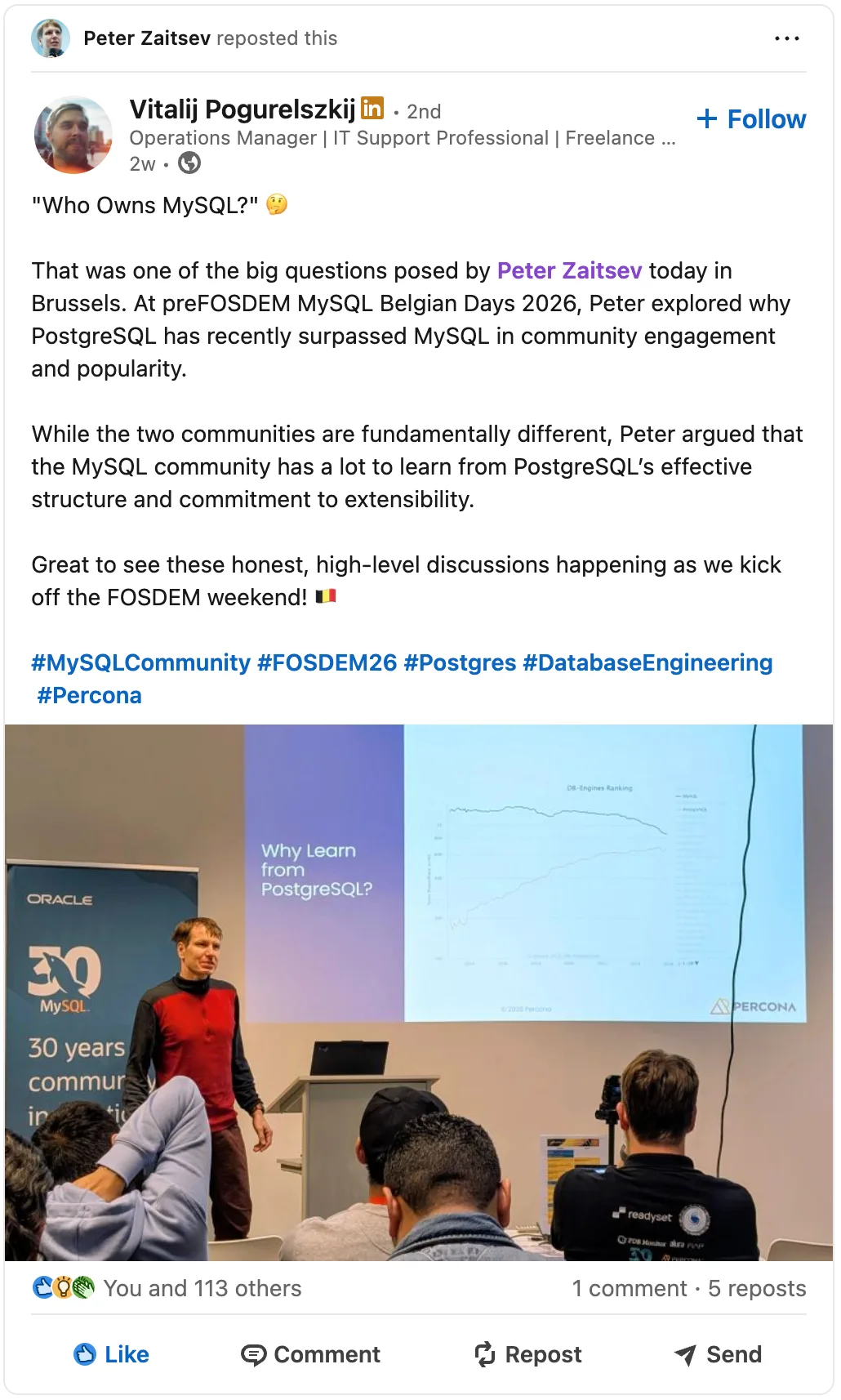 Peter Zaitsev answering who owns MySQL