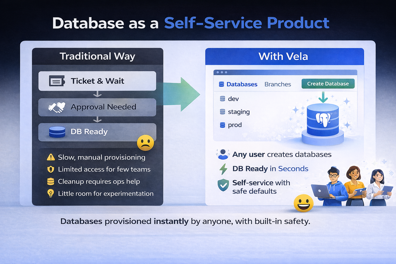 Vela as self-service Postgres platform