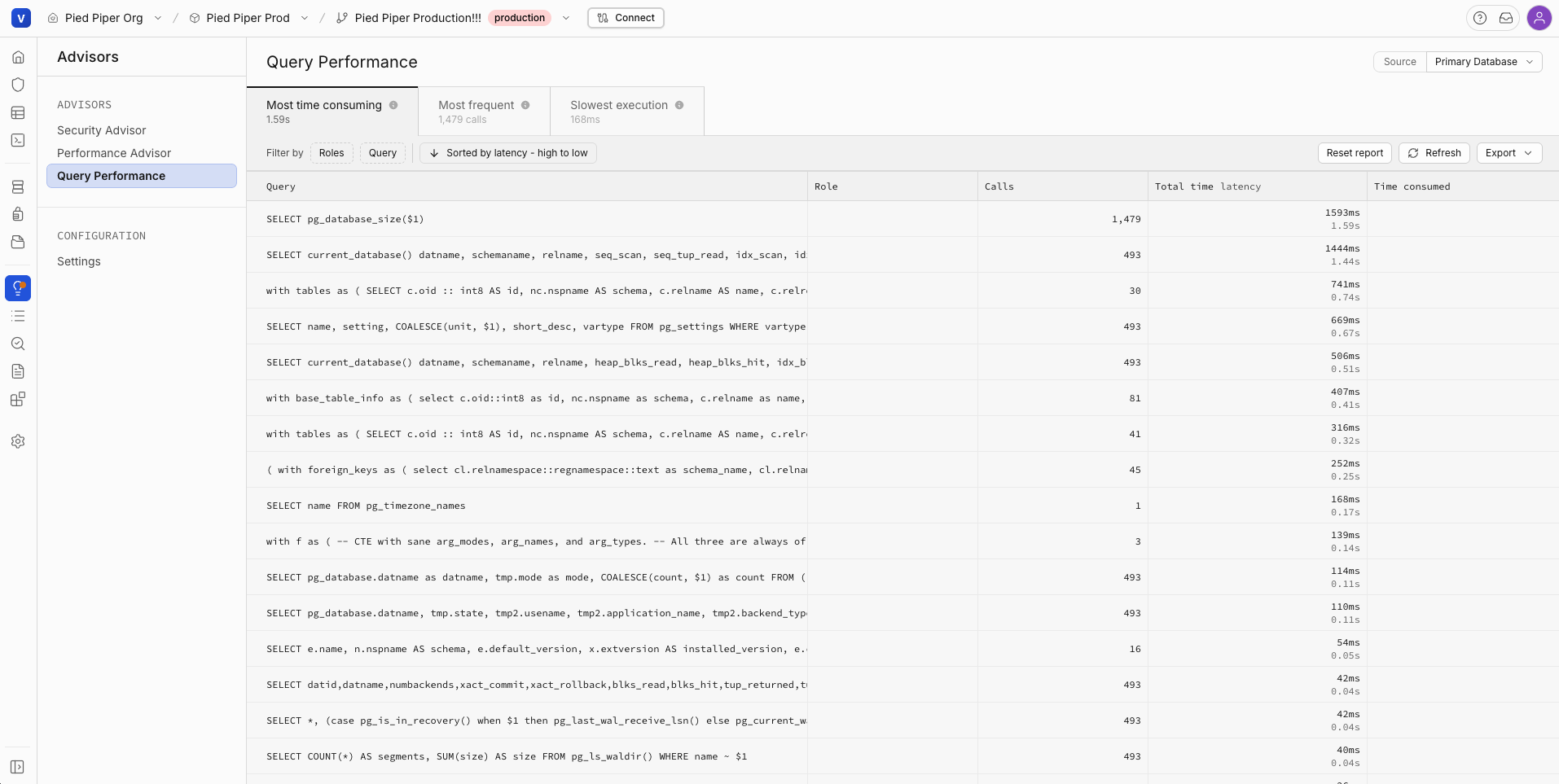 Vela Query Performance Monitoring